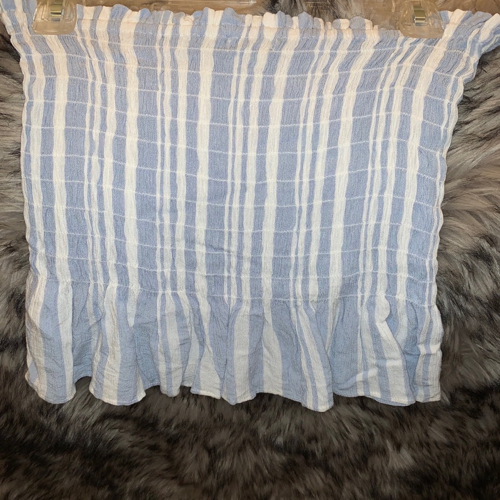 Blue and white smocked tank
